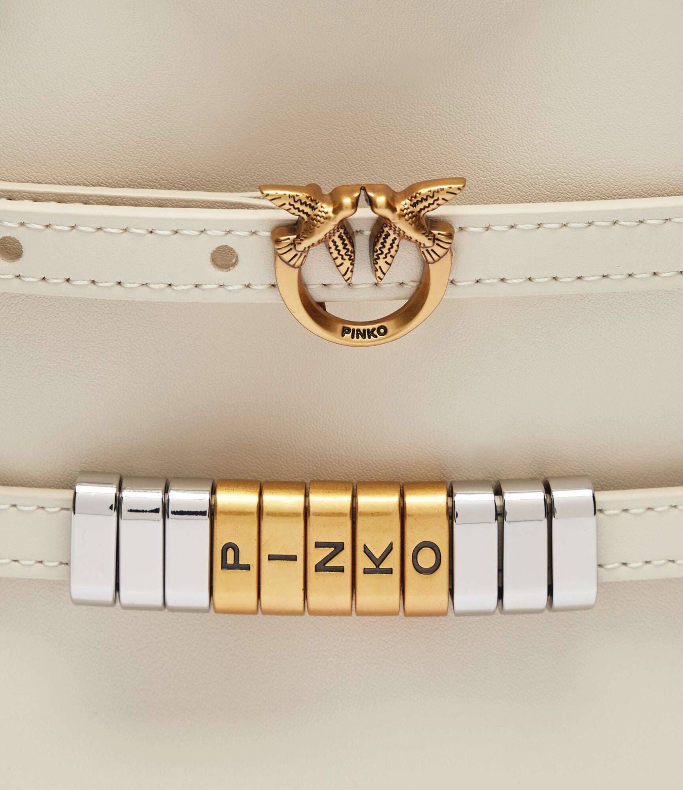 Cartera Pinko Capazo con diseño cinturones blanco