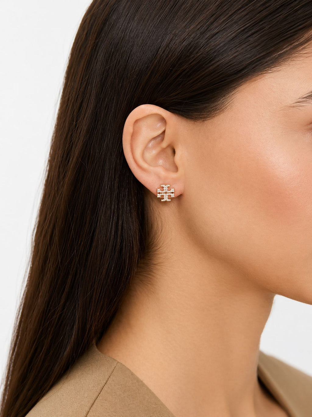 Aros Tory Burch Baño de Oro 18k con circones