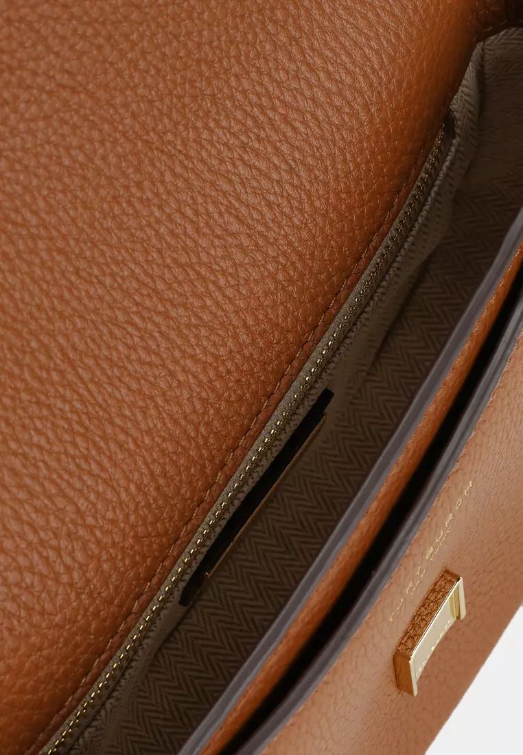 Cartera Tory Burch cuero cafe