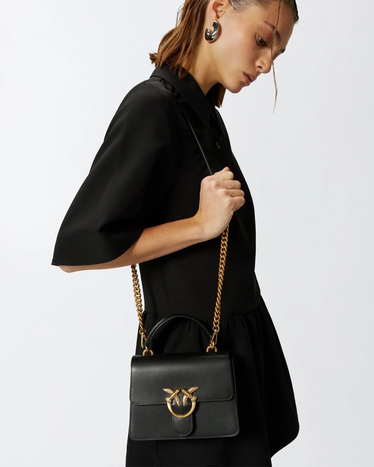Cartera Pinko Con Asa Cuero negro