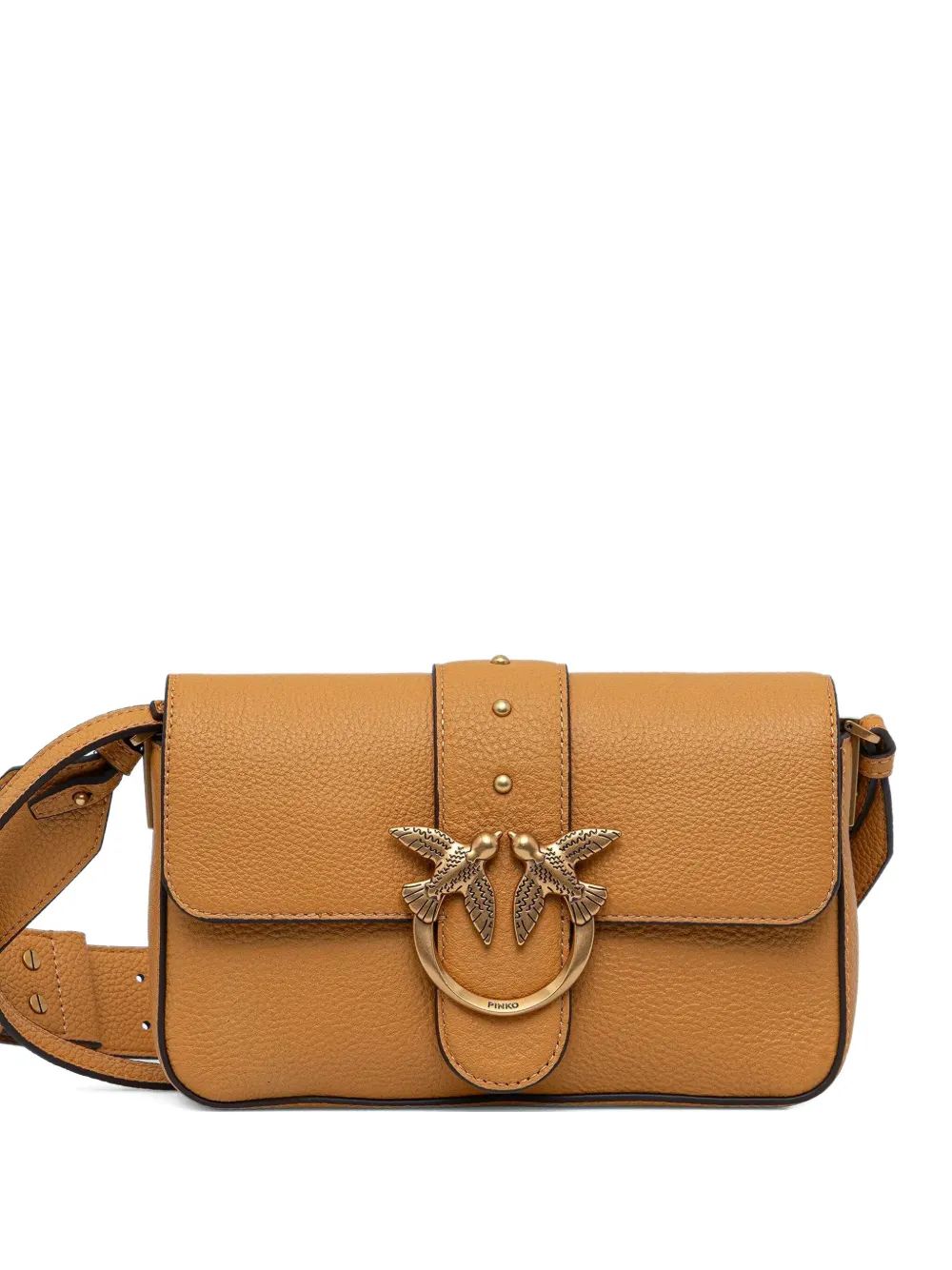 Cartera Pinko Love One Mini Cuero Mostaza