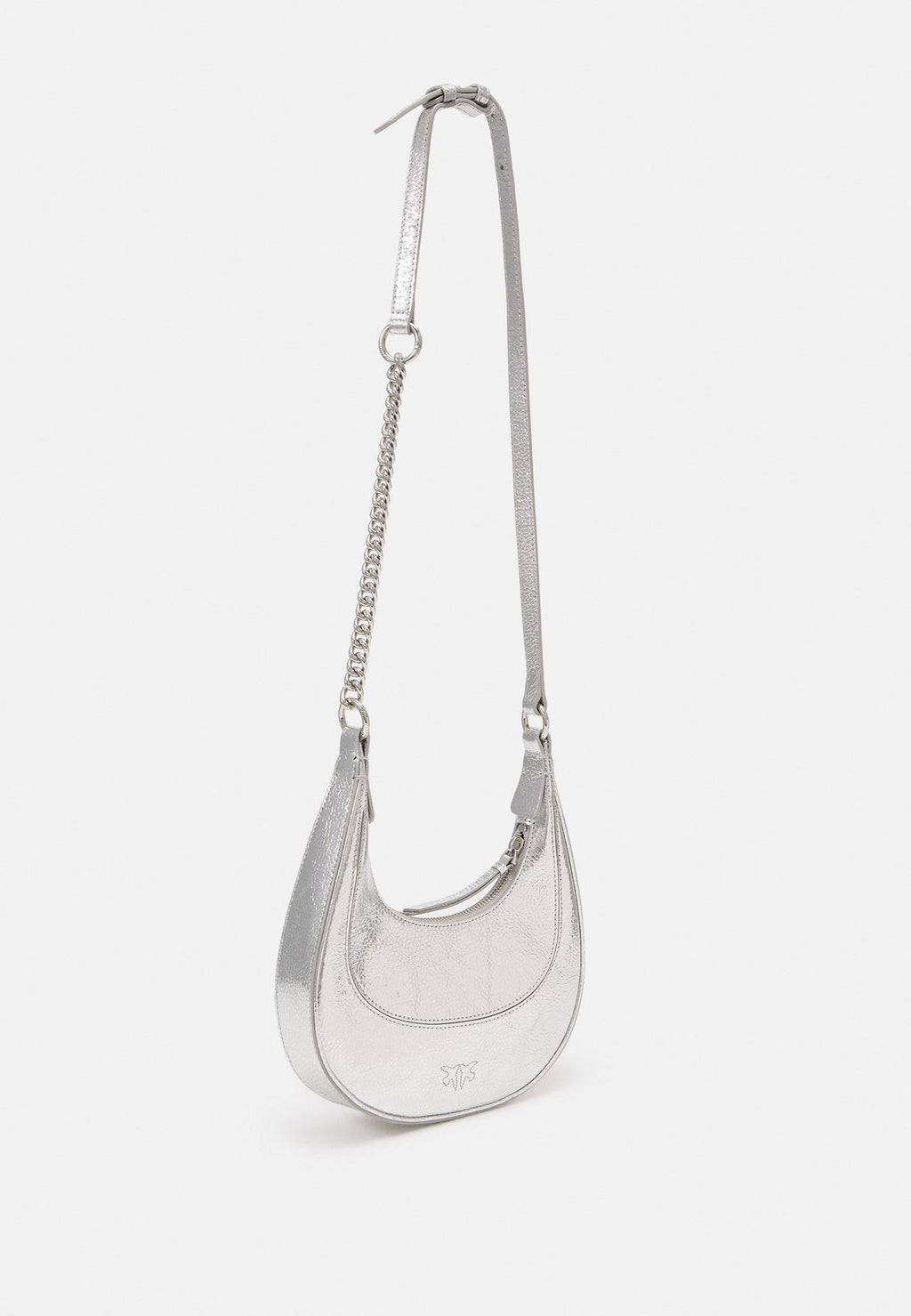 Cartera Pinko media luna cuero Plateada