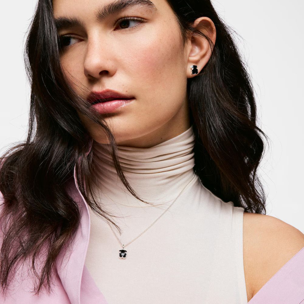 Collar Tous de plata у motivo oso en onix