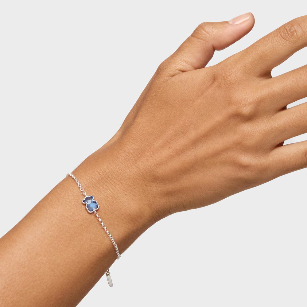 Pulsera Tous cadena de plata y espinela azul