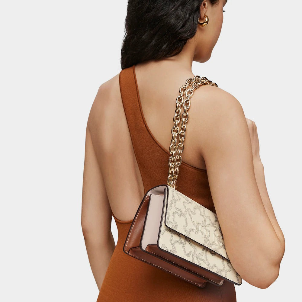 Cartera Tous Bandolera pequeña solapa Kaos Icon beige