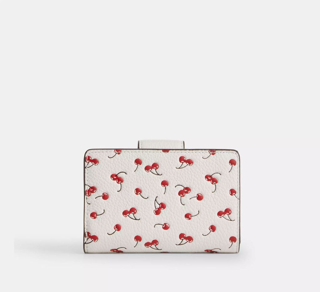 Billetera Coach Mediana Blanco guindas rojas