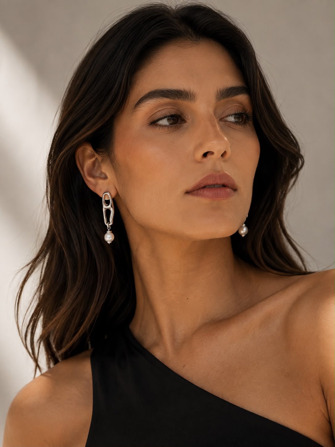 Aros Uno de 50 perla colgante de plata UNOde50