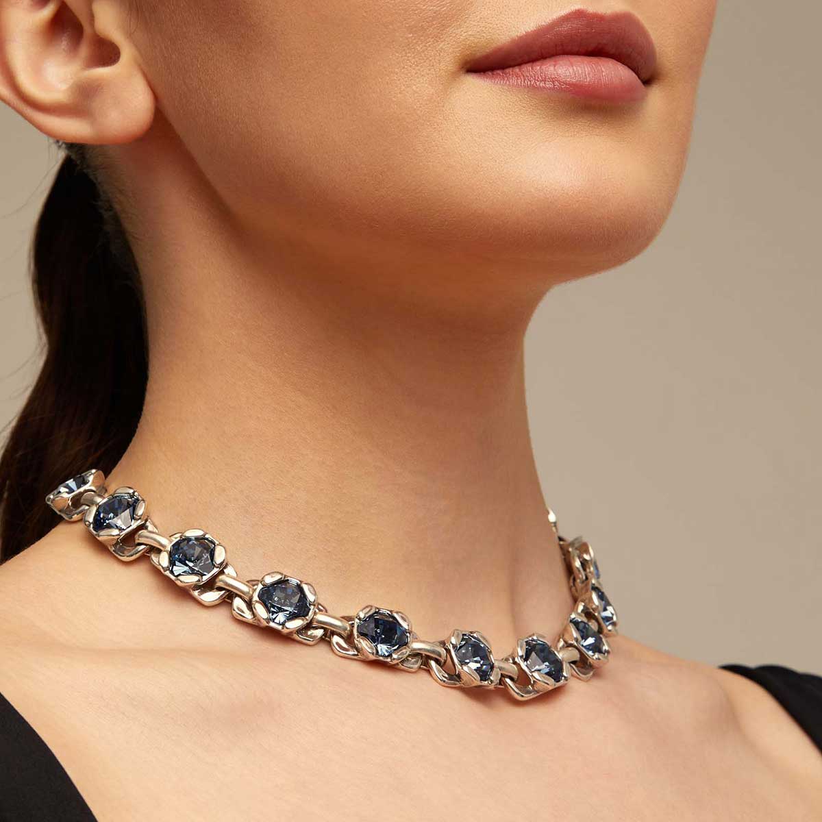 Collar Uno de 50 Non stop Cristales hexagonales azules UNOde50