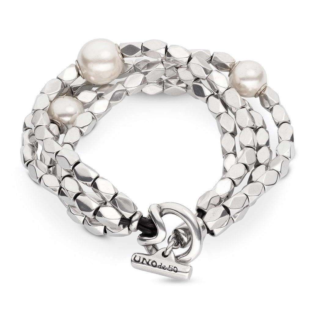 Pulsera Uno de 50 End Pearl Plateada con Perla