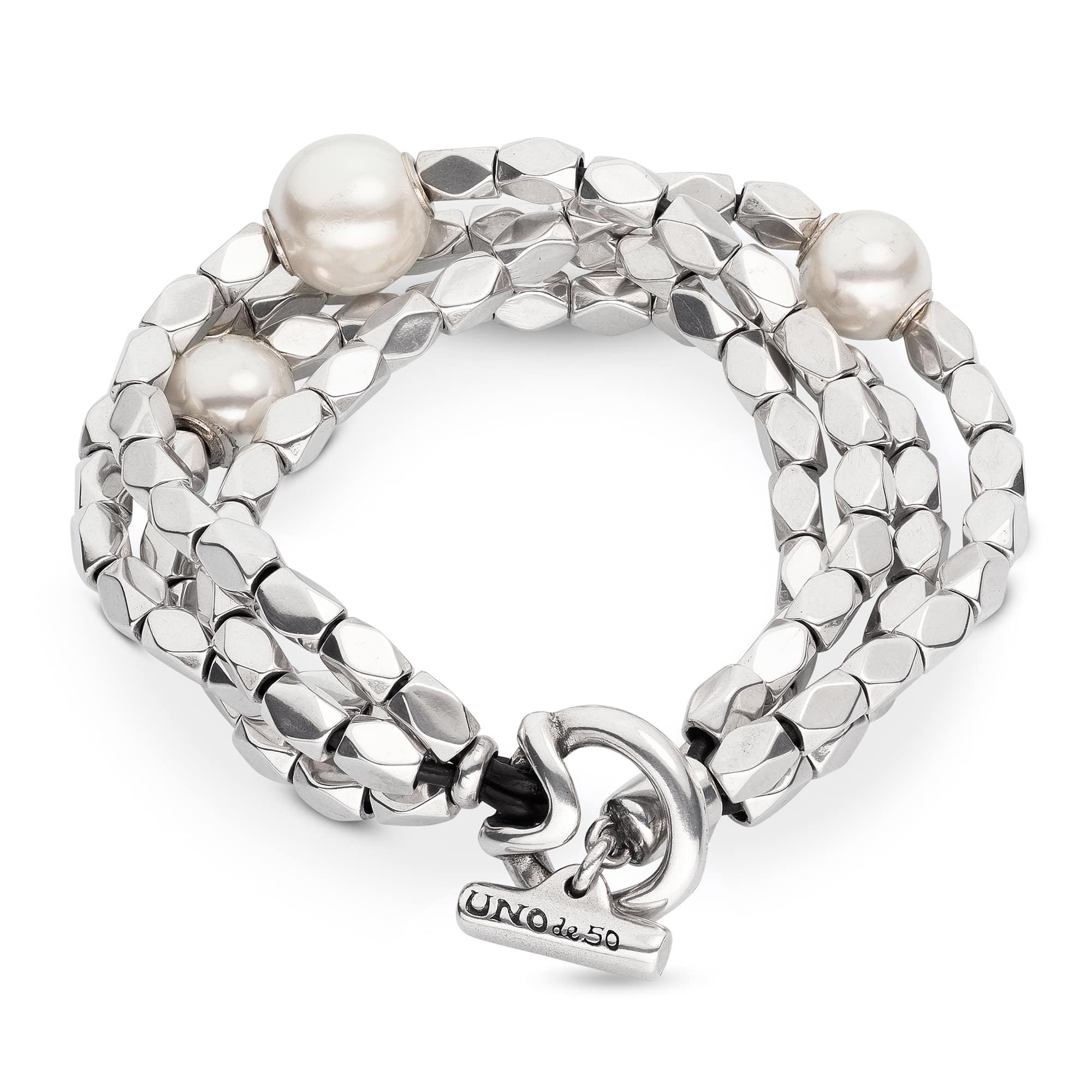 Pulsera Uno de 50 End Pearl Plateada con Perla