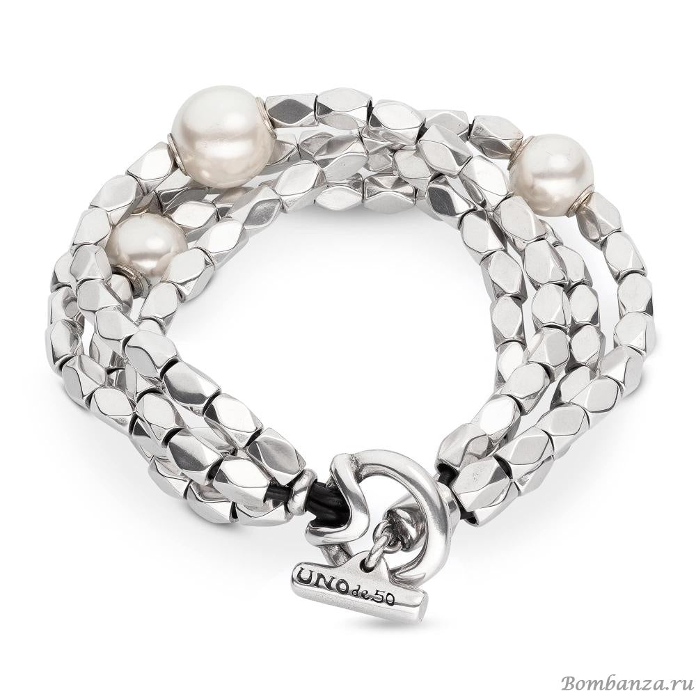Pulsera Uno de 50 End Pearl Plateada con Perla