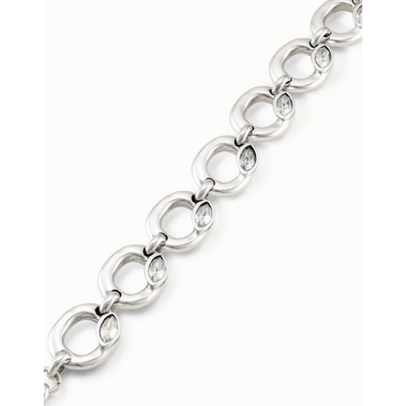 Pulsera uno de 50 Details con ovalos redondos y cristal celeste UNOde50