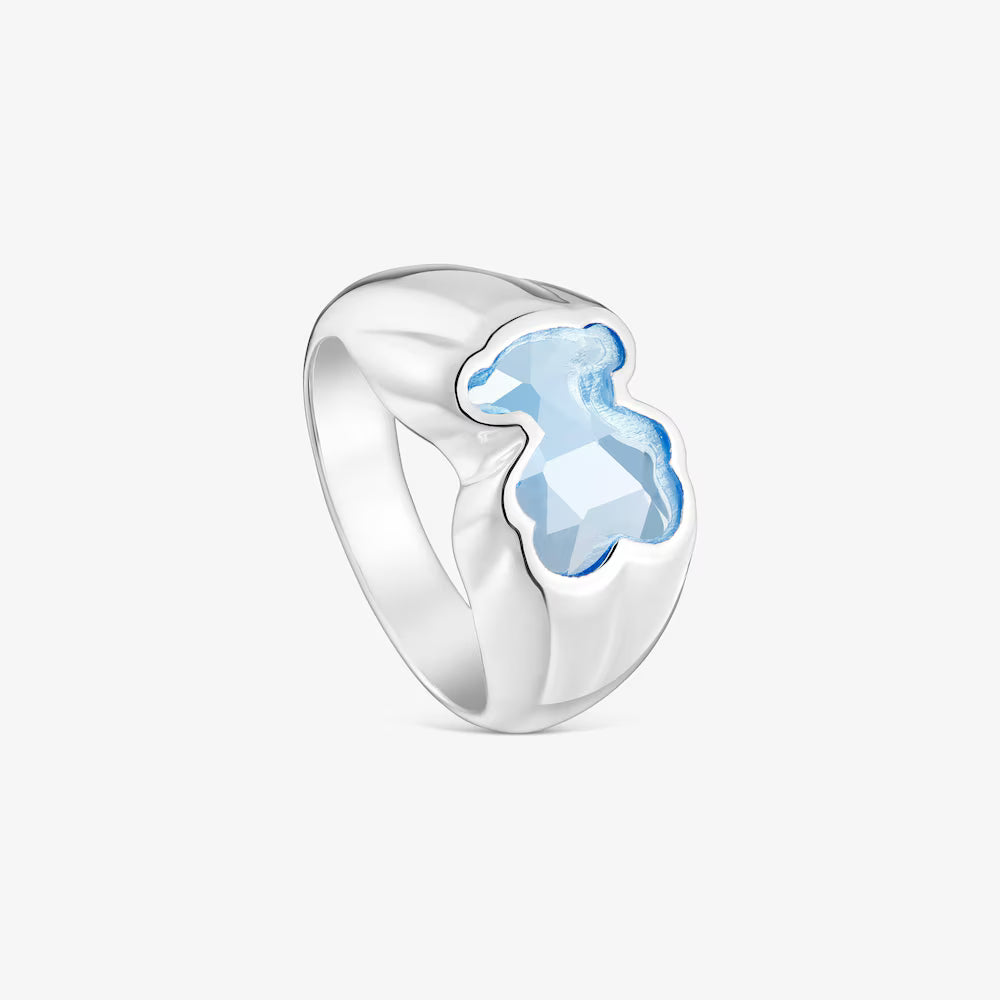 Anillo Tous mediano de plata y espinela azul creada en laboratorlo Icon Color LGG Tous
