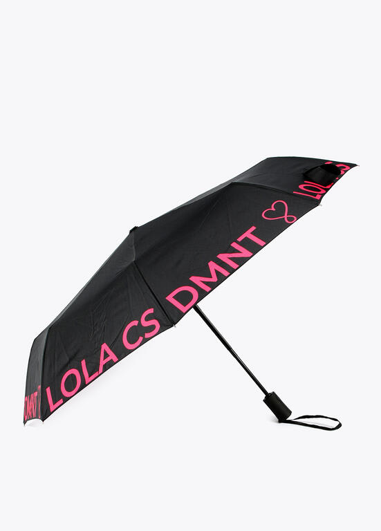 Paragua Lola Casademunt pequeño automatico Negro letras Fucsia