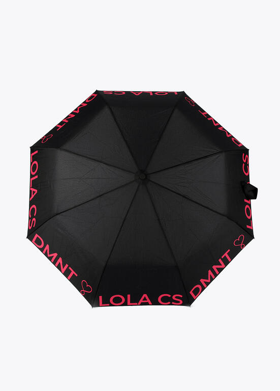 Paragua Lola Casademunt pequeño automatico Negro letras Fucsia