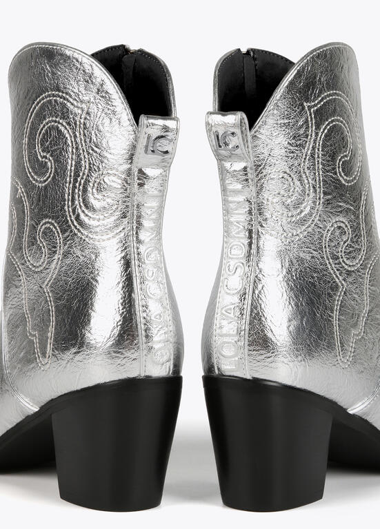 Botas Lola Casademunt Texana metalizado plateado