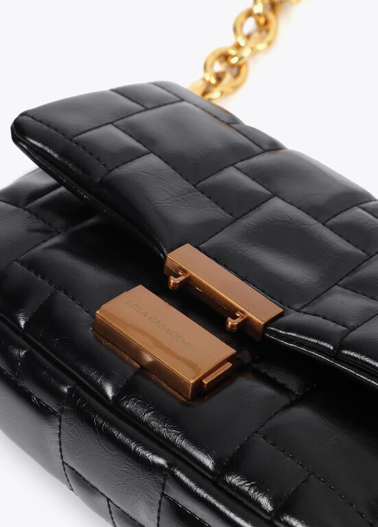 Cartera Lola Casademunt  acolchada a cuadritos Negro