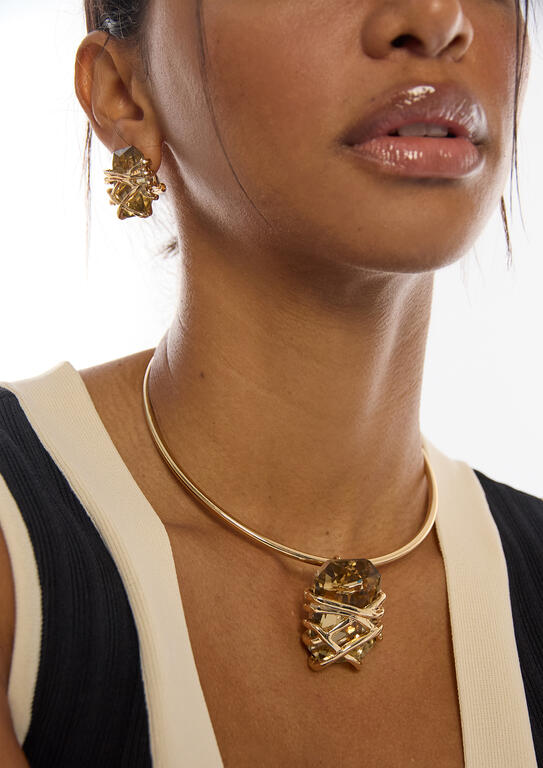 Aros Lola Casademunt cristal con detalle metálico