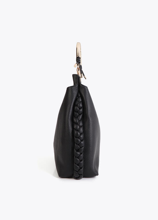 Cartera Lola Casademunt Grande asa metálica troquelada Negra 1981