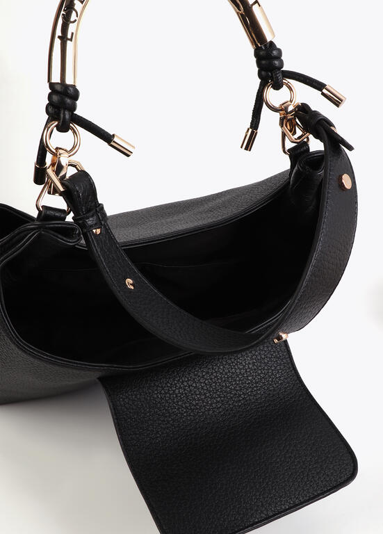Cartera Lola Casademunt Grande asa metálica troquelada Negra 1981