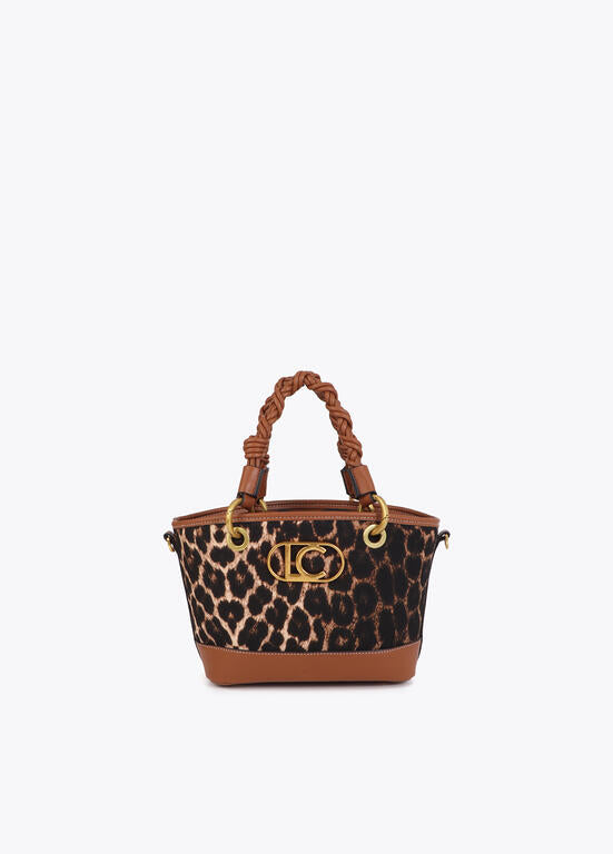 Cartera Lola Casademunt Mini Capazo leopardo y efecto piel