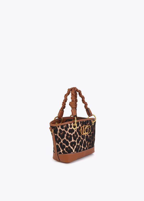 Cartera Lola Casademunt Mini Capazo leopardo y efecto piel
