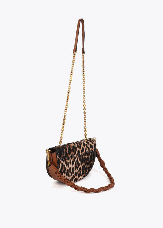 Bolso Lola Casademunt media luna de leopardo y efecto piel