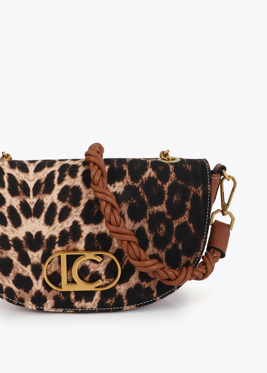 Bolso Lola Casademunt media luna de leopardo y efecto piel