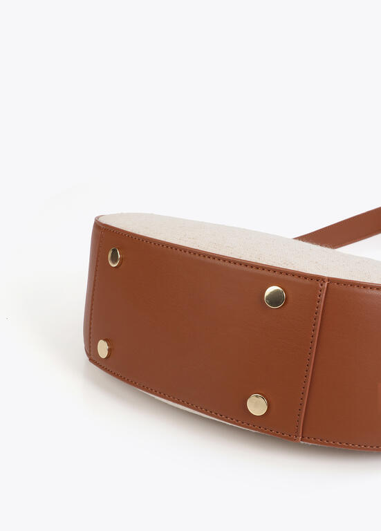 Cartera Lola Casademunt efecto piel y canvas bicolor crudo-marrón