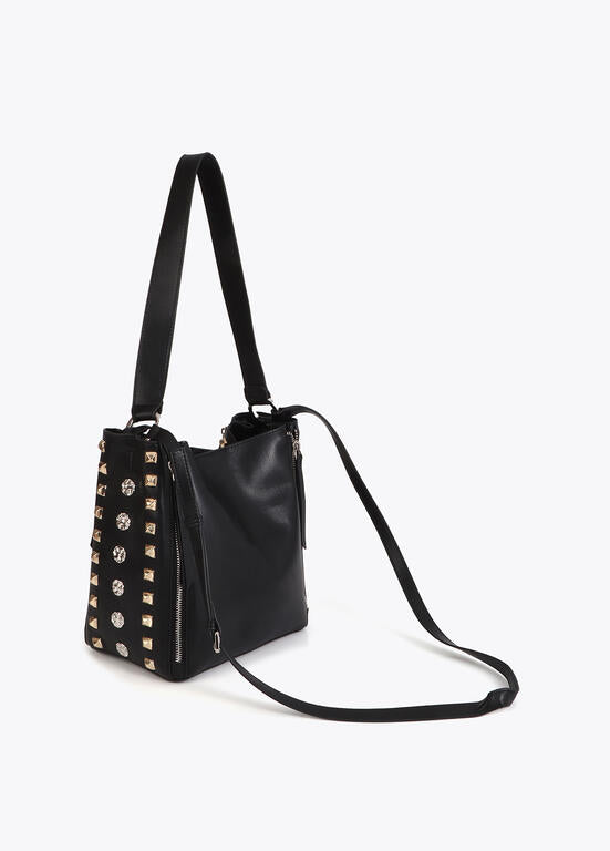 Bolso Lola Casademunt  de hombro con tachas oro y plata
