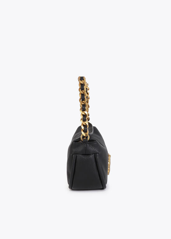 Cartera Lola Casademunt negra animal con detalle cadena dorada