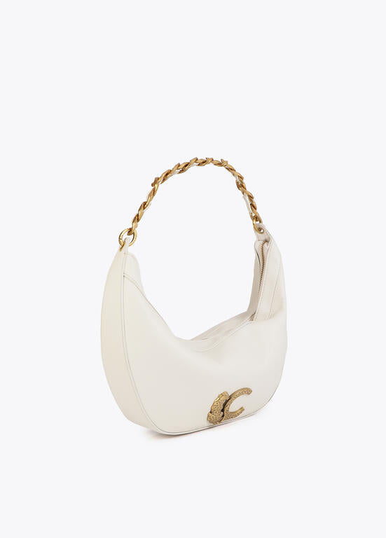 Cartera Lola Casademunt crudo media luna con animal y cadena