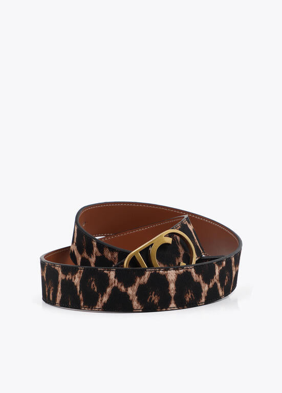 Cinturón Lola Casademunt  reversible animal print hebilla logo ova