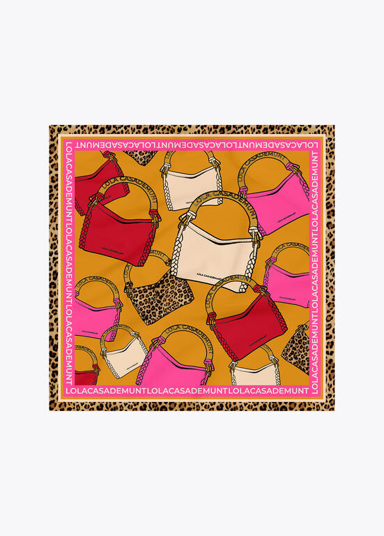Pañuelo Lola Casademunt estampado colores marron rosa