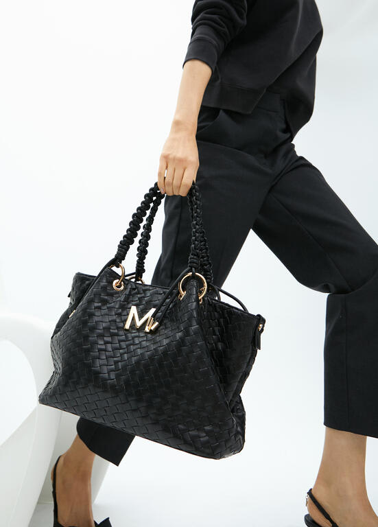 Cartera Lola Casademunt Material Trenzado Negro