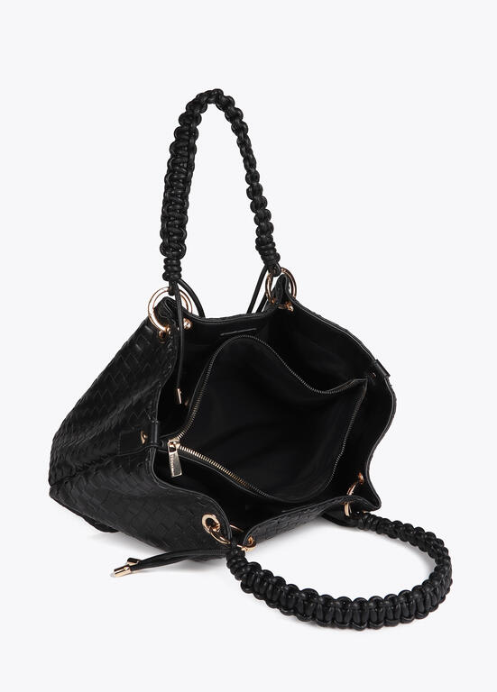 Cartera Lola Casademunt Material Trenzado Negro