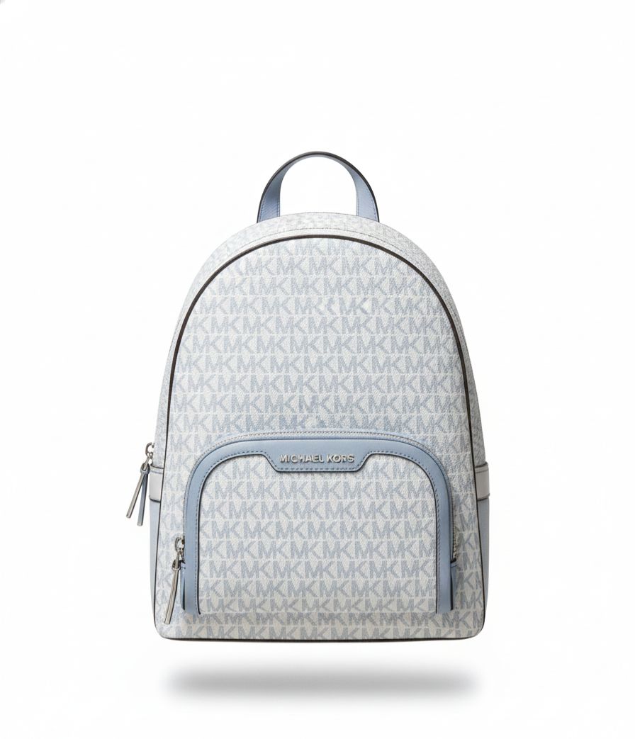 Mochila Michael Kors Jaycee Mediana Celeste Letras blancas
