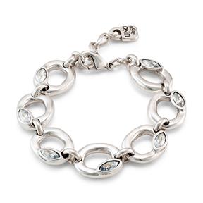 Pulsera uno de 50 Details con ovalos redondos y cristal celeste UNOde50