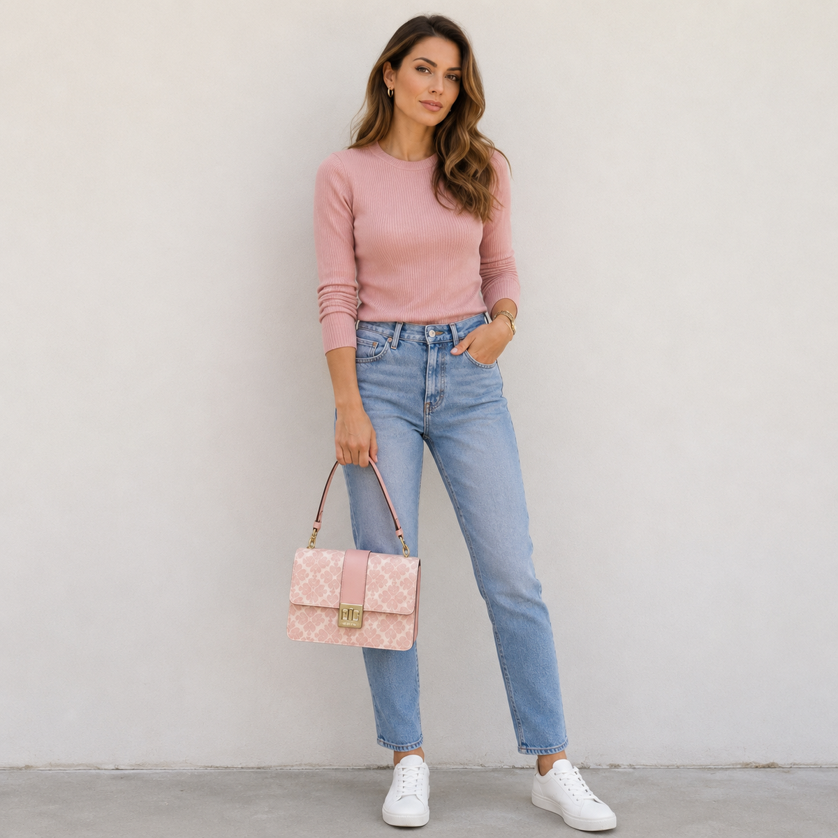 Cartera Kate Spade Trefoil Flower Cuero Rosa Kate Spade