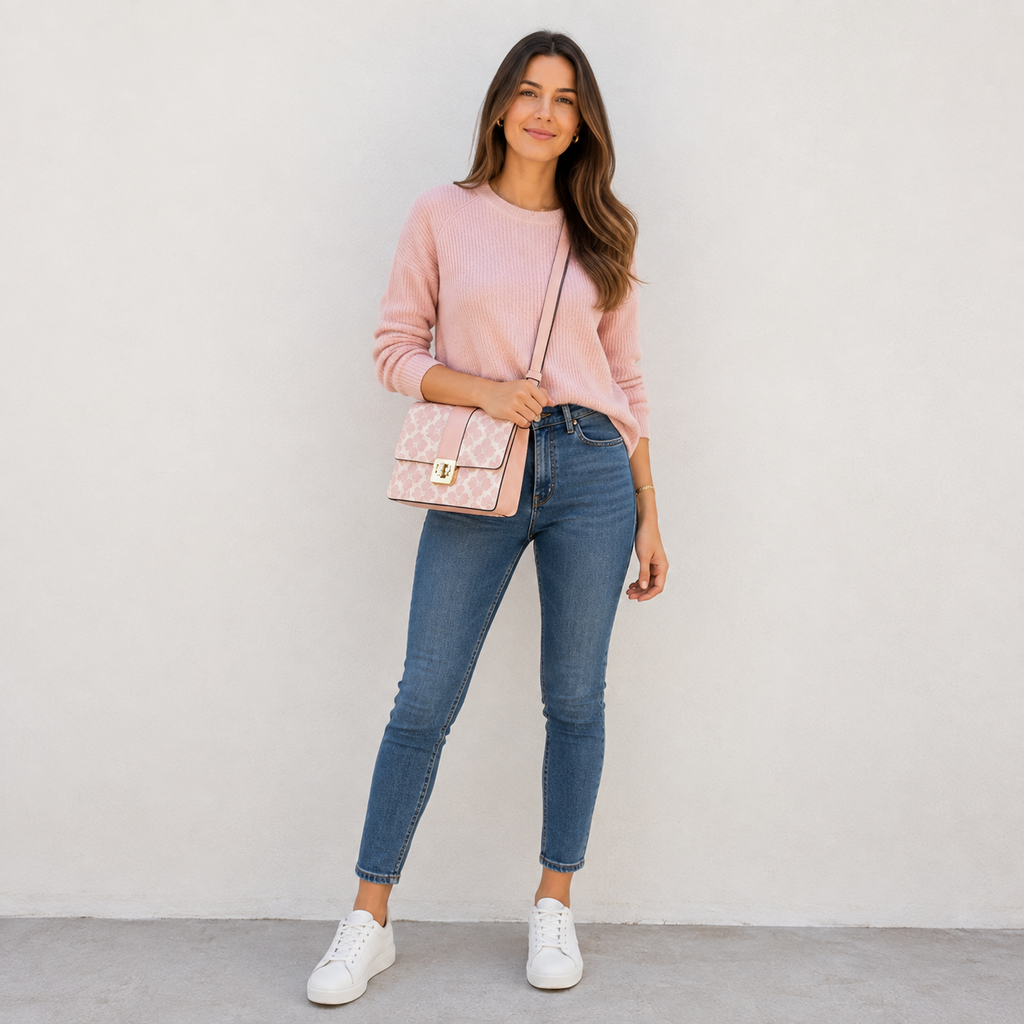 Cartera Kate Spade Trefoil Flower Cuero Rosa Kate Spade