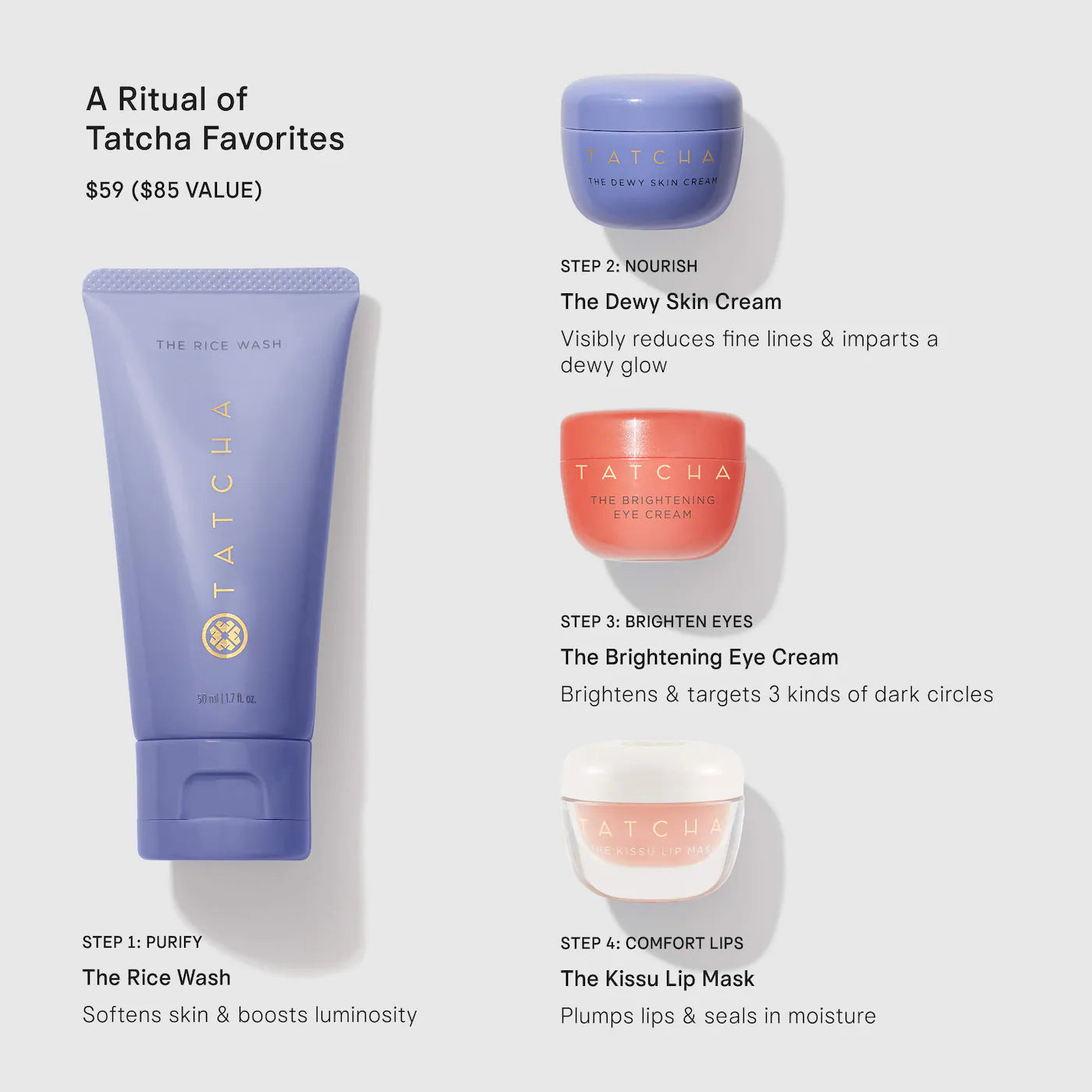 Tatcha The Discovery Ritual Set – Kit de Rutina Facial Hidratante