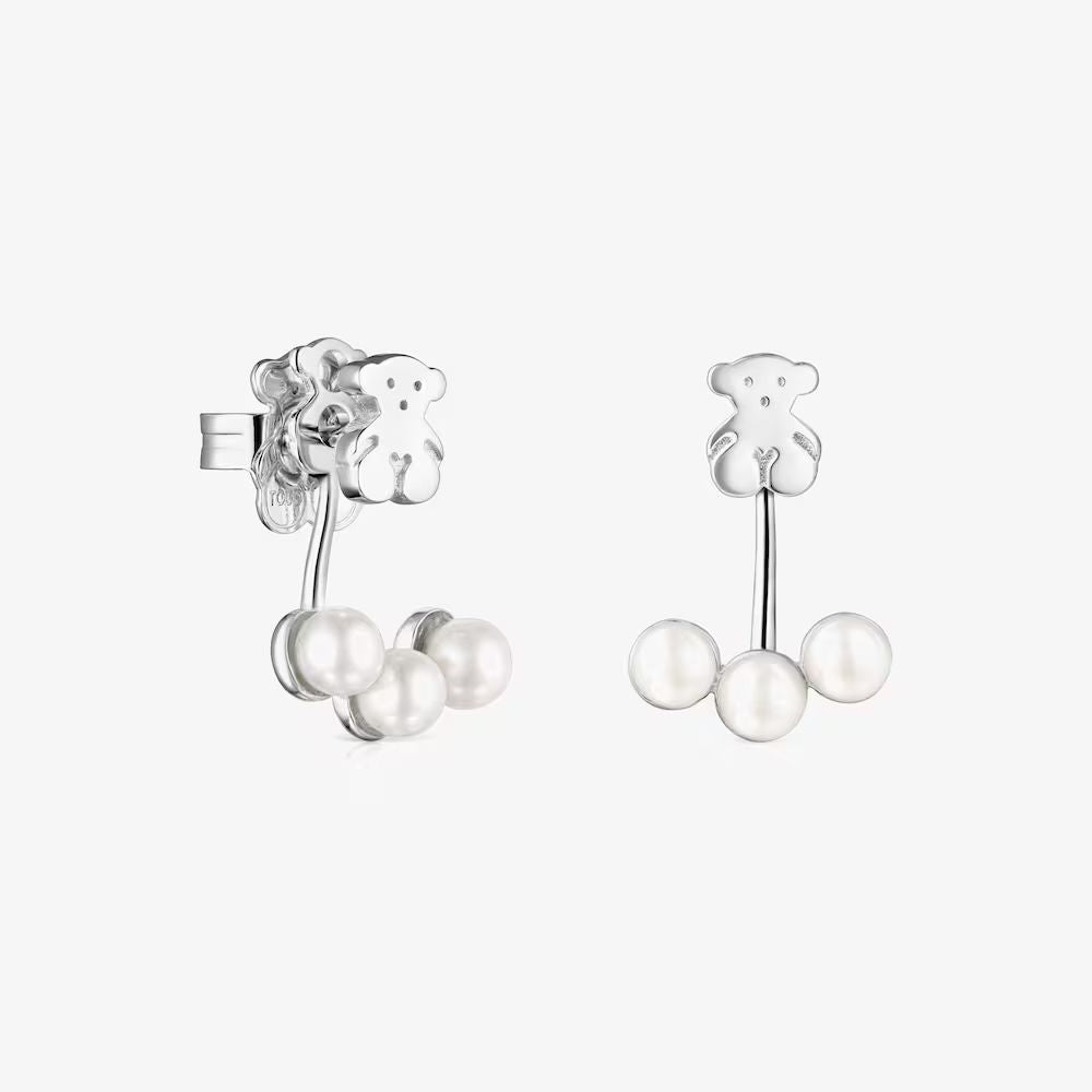 Aros Tous cortos de plata con perlas Nocturne