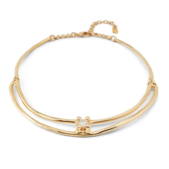Collar Uno de 50 Anima Baño de Oro con Zirconia Blanca