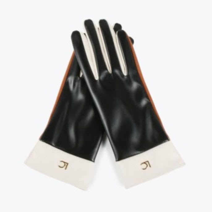 Guantes Lola Casademunt Tricolor Negro Camel Beige
